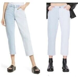NEW FRAME Le Slouch Crop Split Screen Denim Jeans Size 26